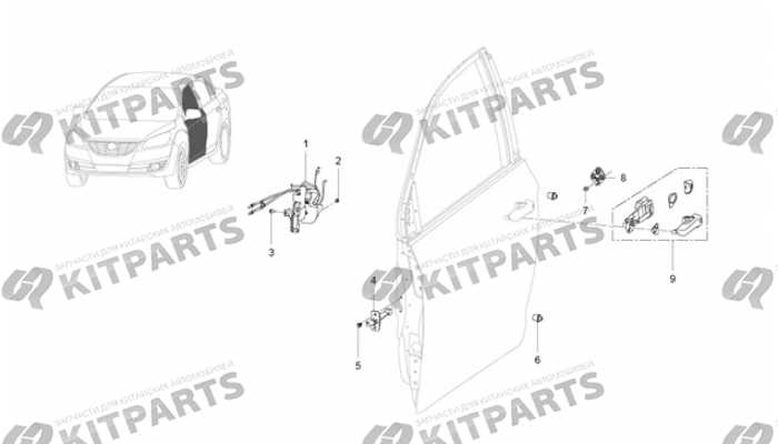 Комплектующие передней двери Lifan Cebrium