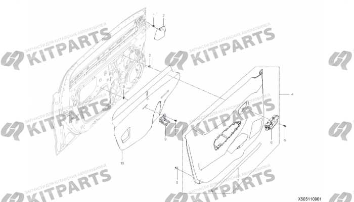 Обивка передней двери Lifan X50