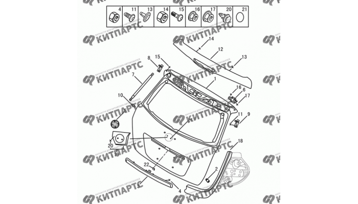 Дверь задка Dong Feng H30 Cross