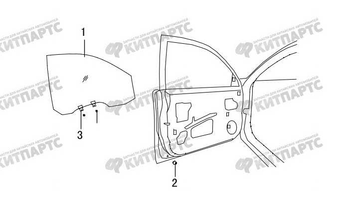 Стекло передней двери Great Wall