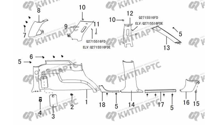 Накладки кузова внутренние Great Wall DW Hower H5